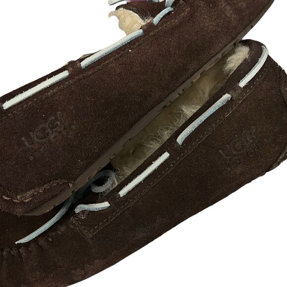 UGG Dakota Brown Suede Shearling Lined Moccasin Slippers Womens 5 - Picture 12 of 12